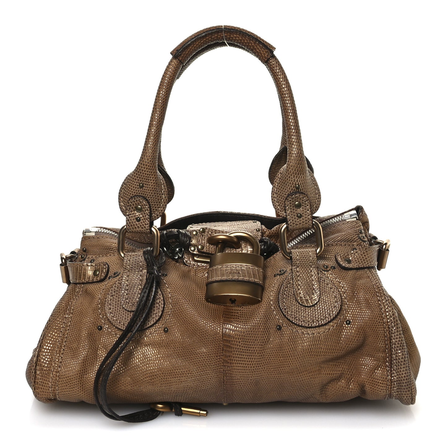 Lizard Medium Paddington Satchel Bronze