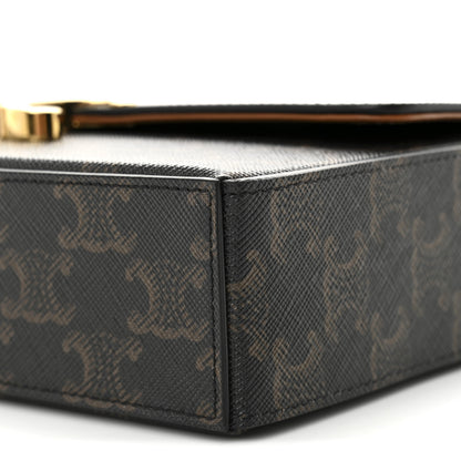 Celine Canvas Calfskin Triomphe Box Top Handle Bag Tan 10 of 11