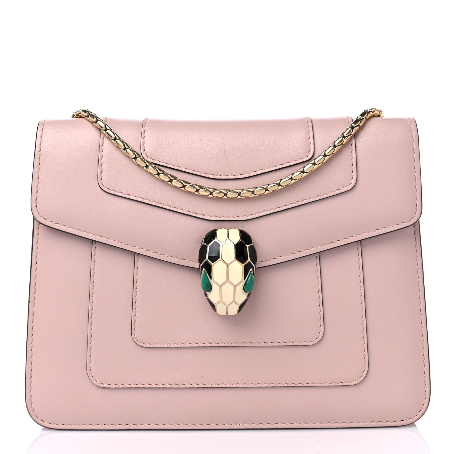 Bulgari Calfskin Small Serpenti Forever Snake Strap Crossbody Bag Light Pink 3 of 13