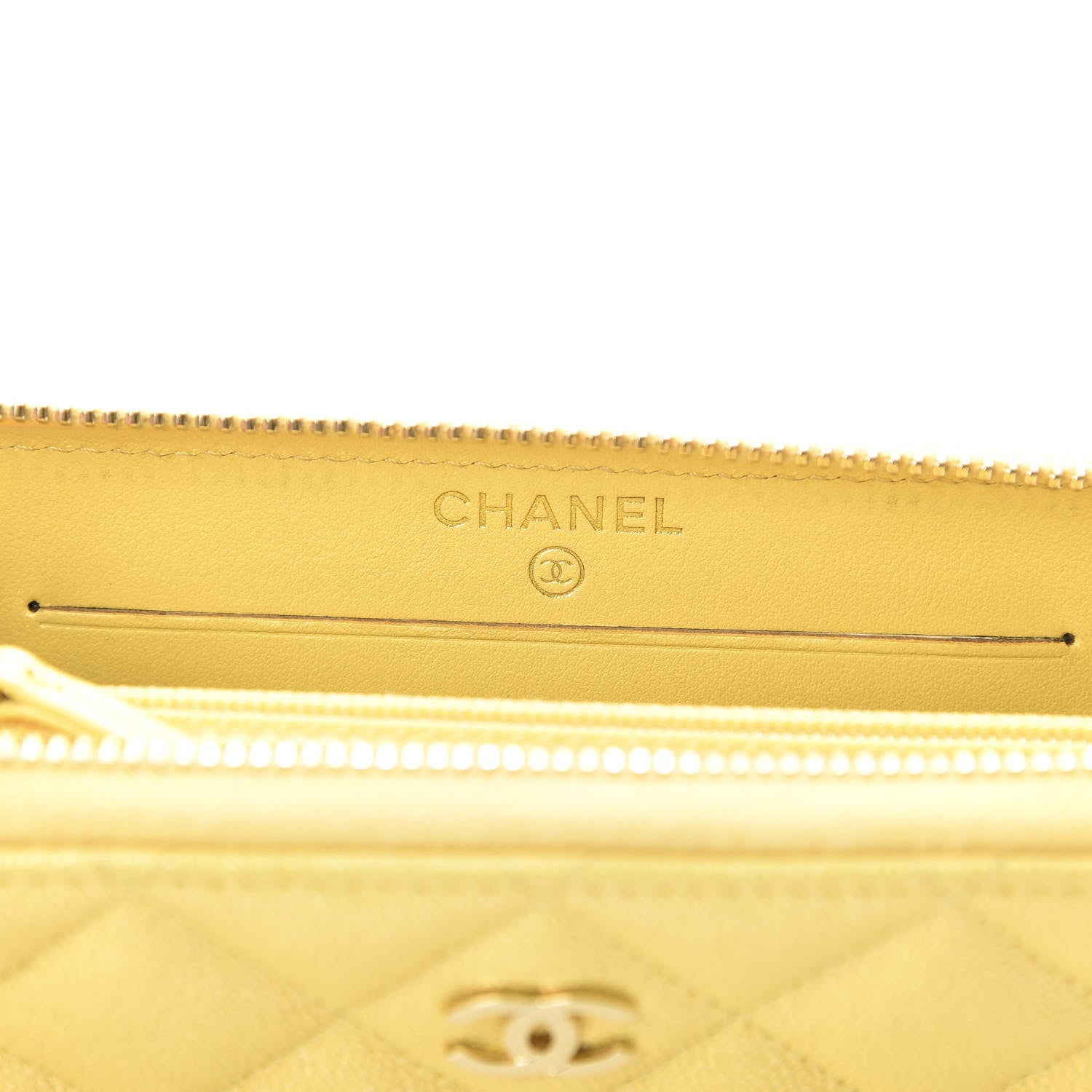 Chanel Iridescent Caviar Quilted Medium Zip Around Wallet Yellow 6 of 11