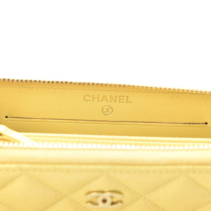Chanel Iridescent Caviar Quilted Medium Zip Around Wallet Yellow 6 of 11
