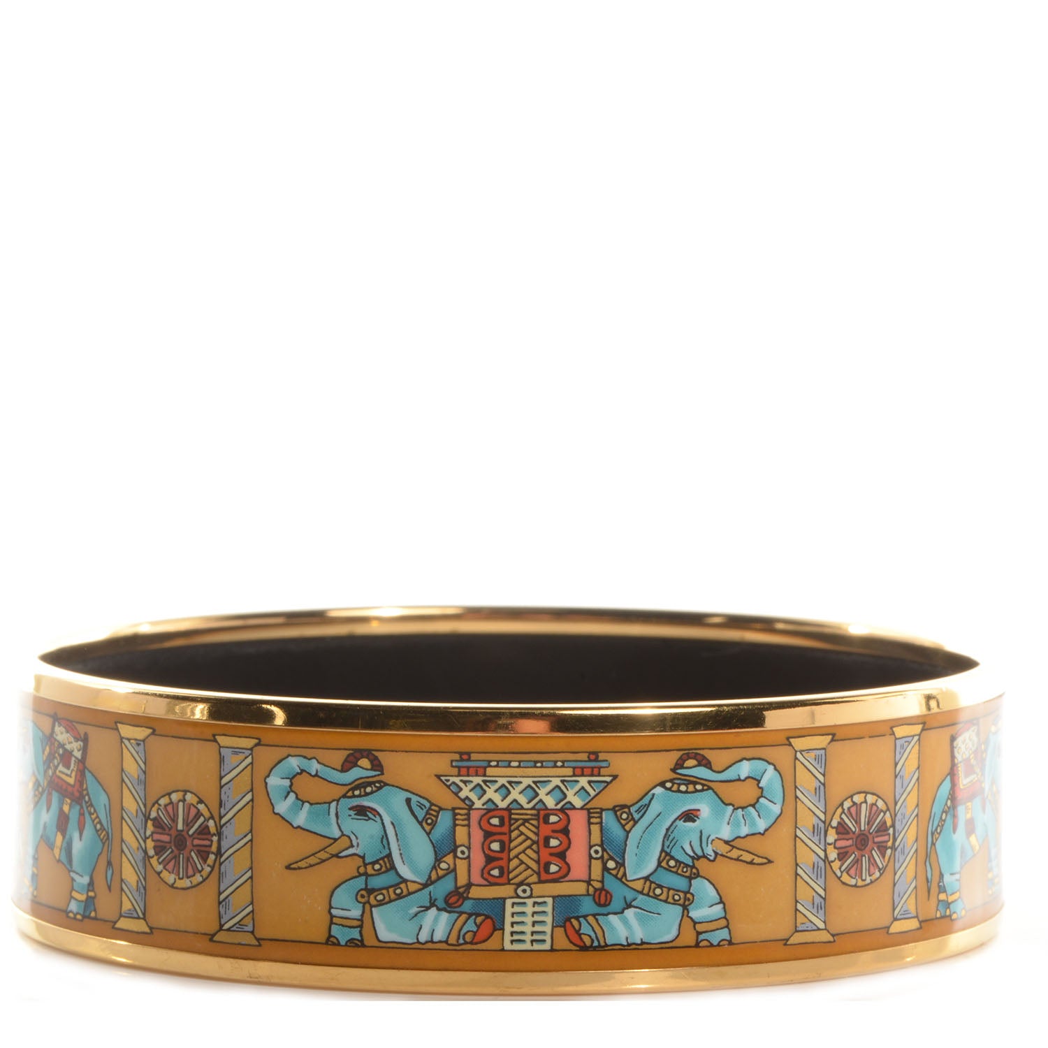 Hermes Enamel Printed Elephant Torana Wide Bracelet 70 2 of 5