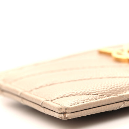 Saint Laurent Grain De Poudre Matelasse Chevron Monogram Credit Card Case Sea Salt 9 of 10