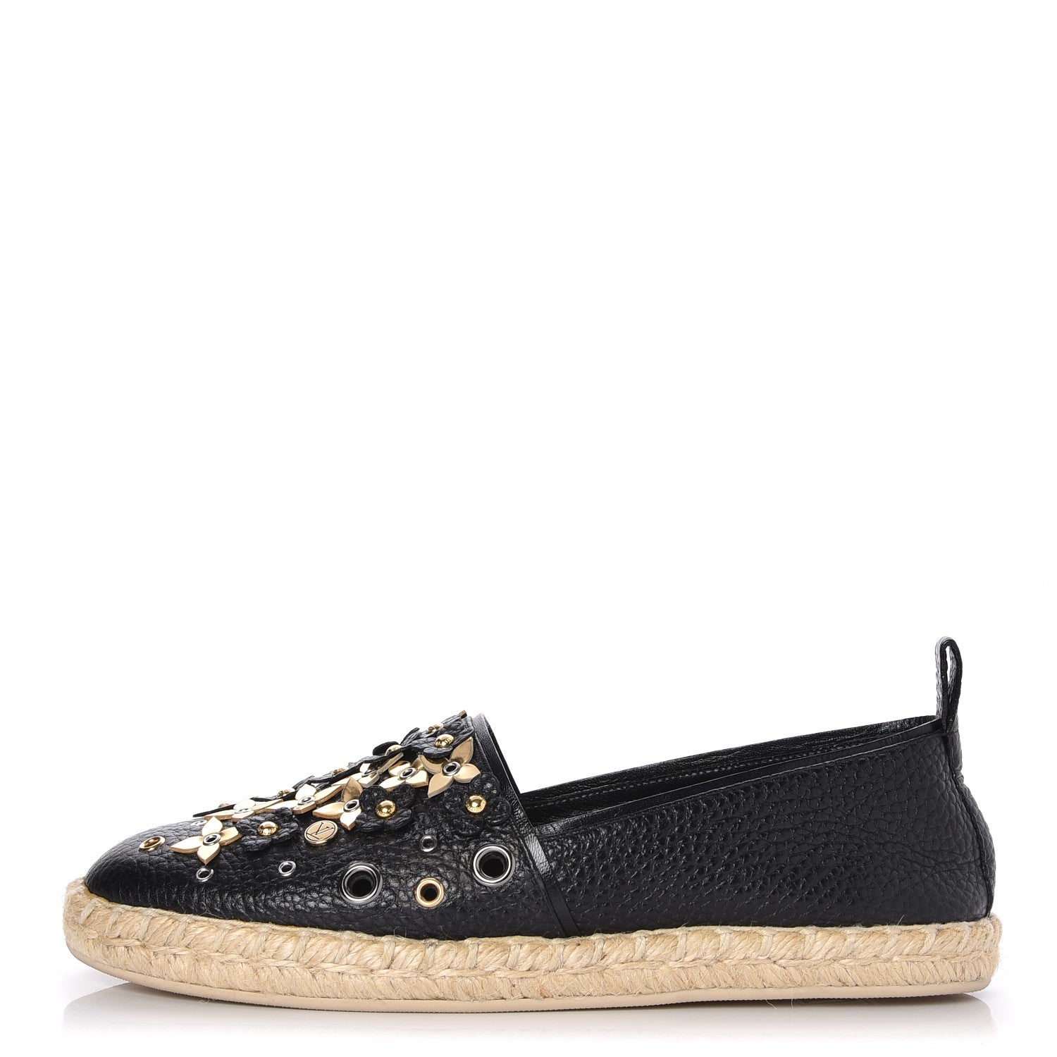 Louis Vuitton Calfskin Tropical Bloom Espadrille Flat 36 Black 1 of 9
