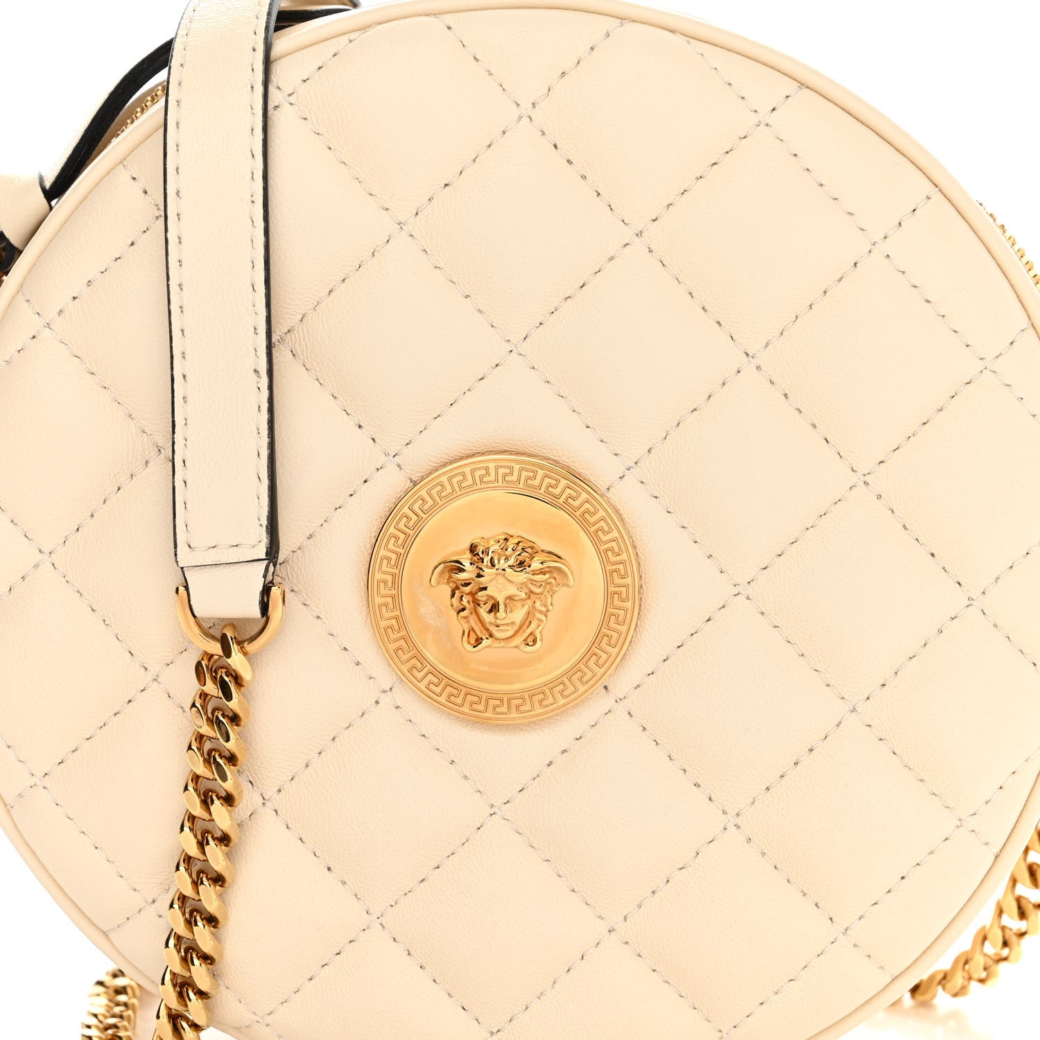Versace Nappa Quilted La Medusa Round Camera Bag White 9 of 11
