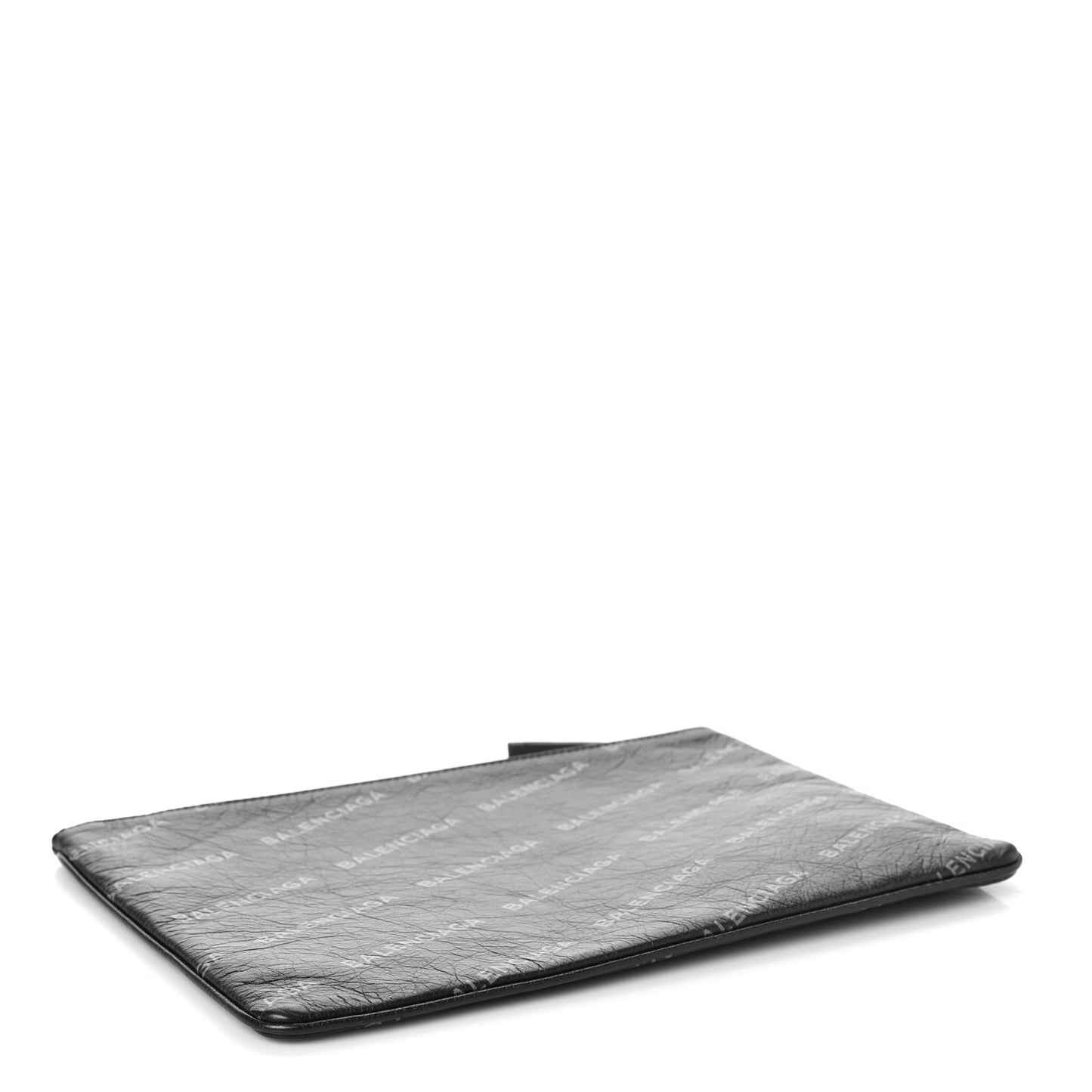 Calfskin Allover Logo Pouch Black