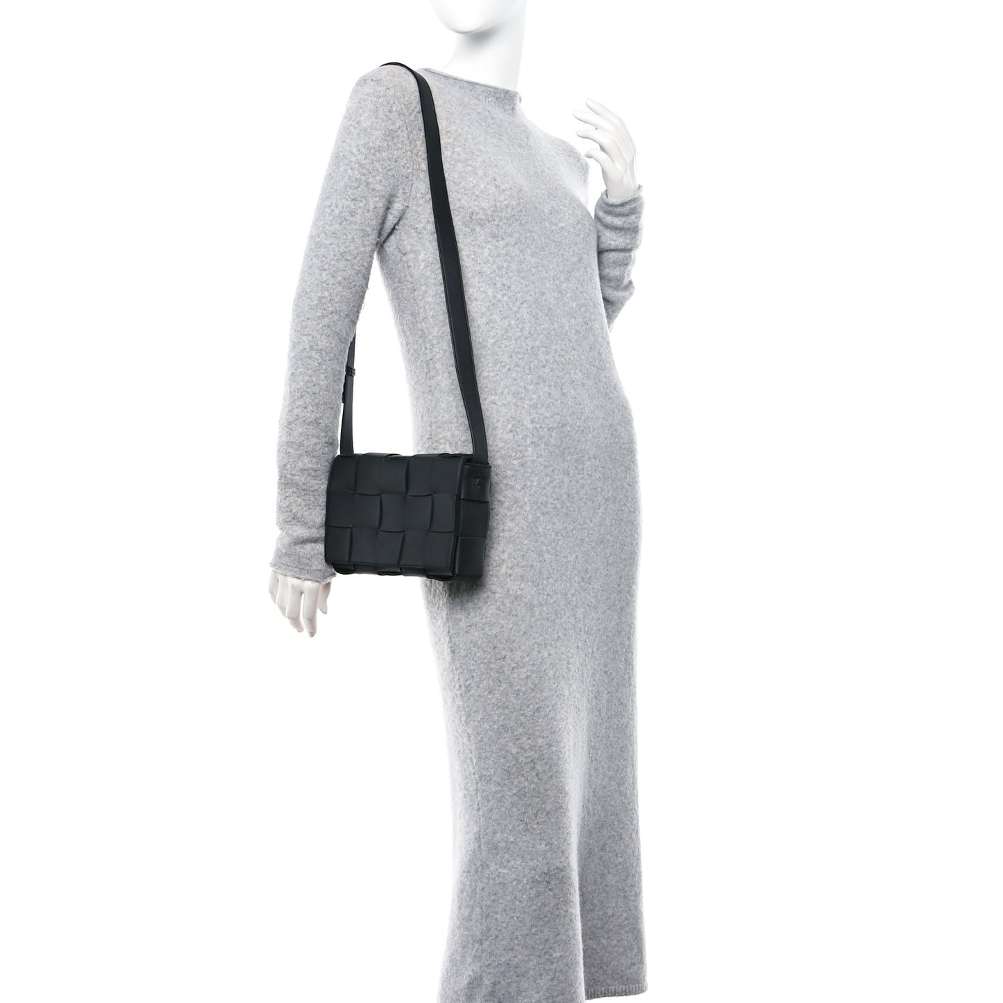 BOTTEGA VENETA Lambskin Maxi Intrecciato Cassette Crossbody Bag Black