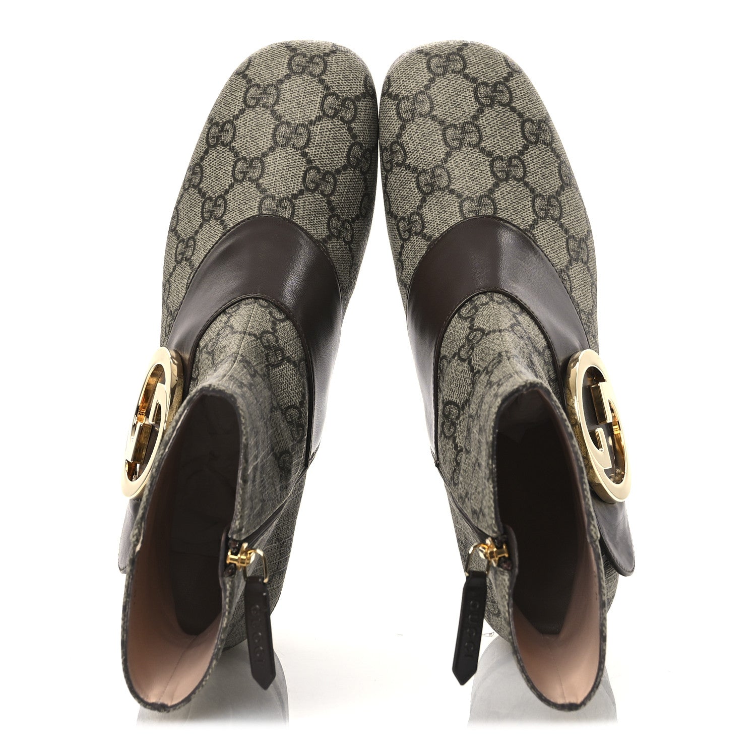 Gucci GG Supreme Monogram Malaga Kid Blondie 55mm Ankle Boots 37 Beige Ebony New Acero 2 of 12