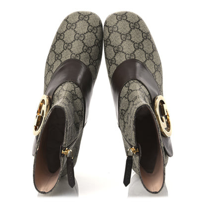 Gucci GG Supreme Monogram Malaga Kid Blondie 55mm Ankle Boots 37 Beige Ebony New Acero 2 of 12