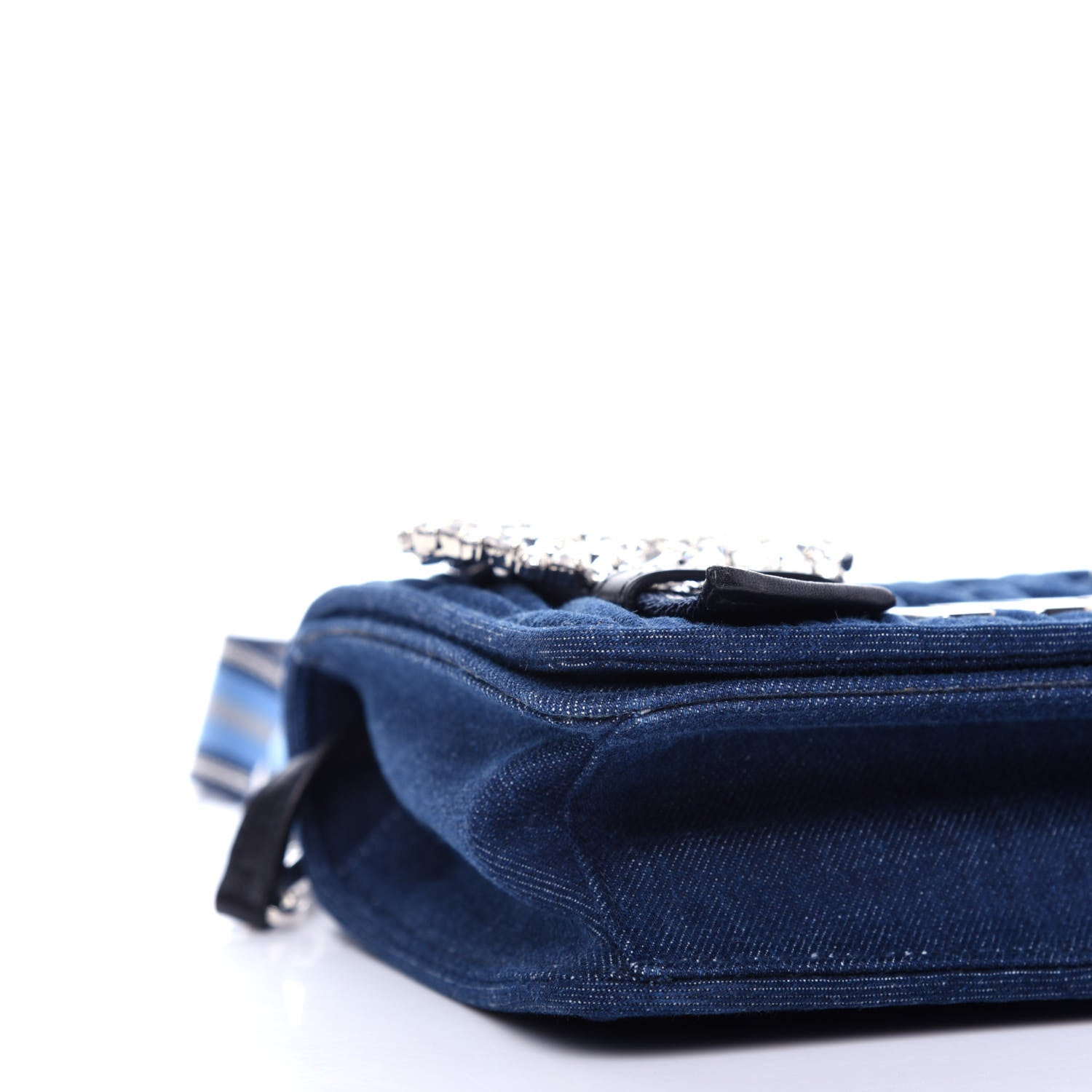 Miu Miu Denim Matelasse Crystal Embellished Shoulder Bag Blue 8 of 11
