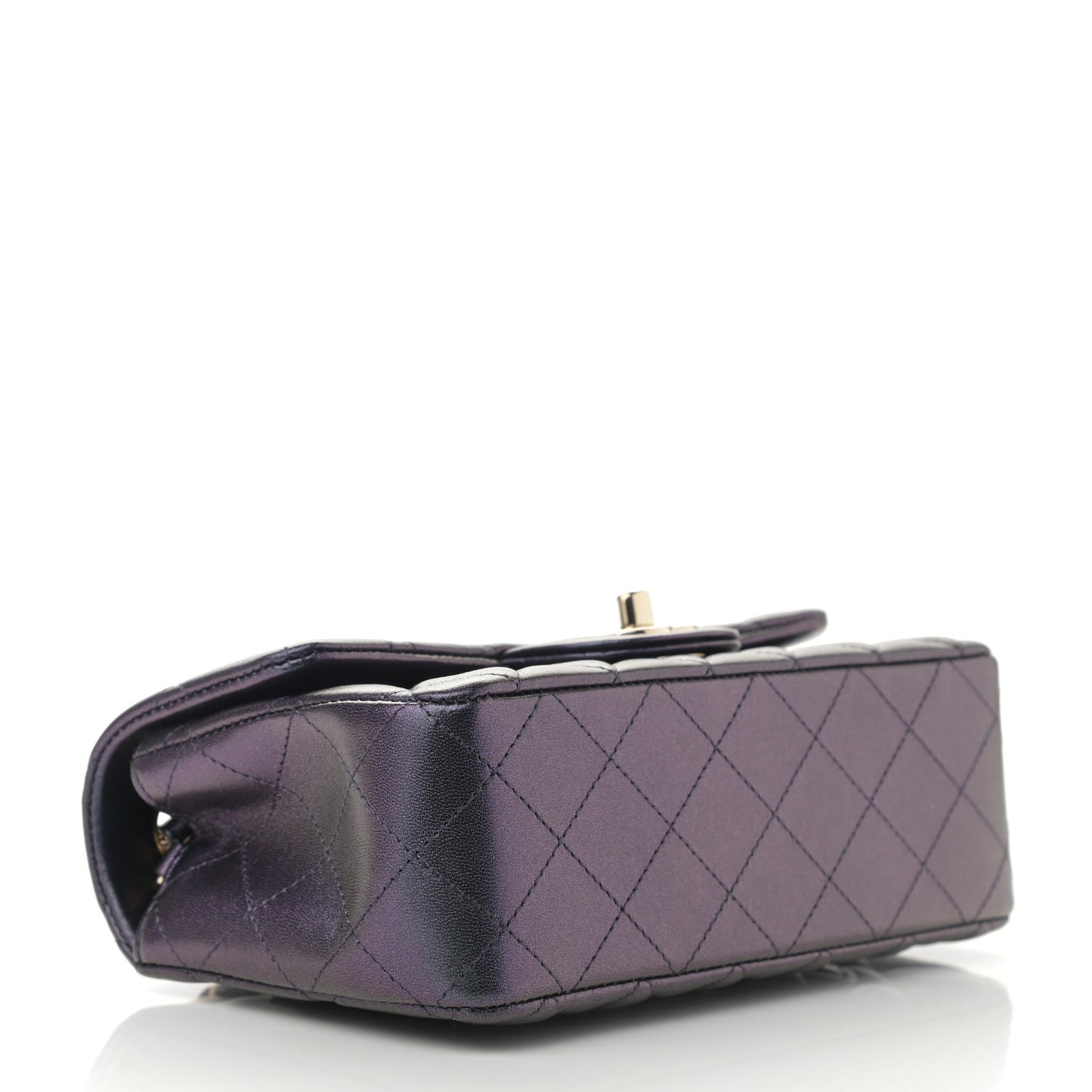 Iridescent Lambskin Quilted Mini Rectangular Flap Black