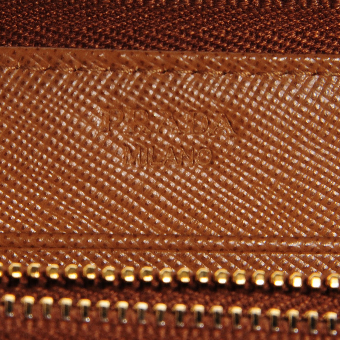 Saffiano Metal Zip Around Wallet Caramel