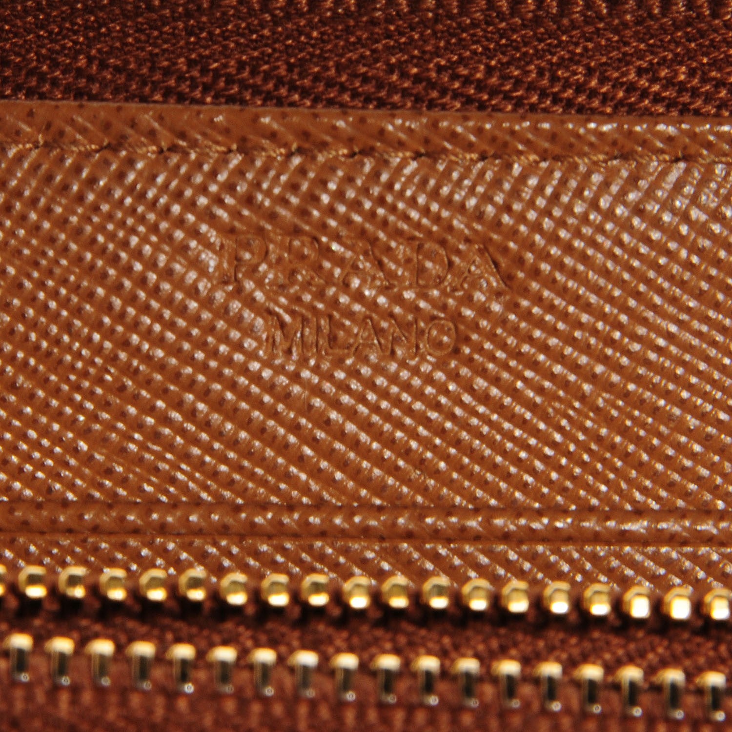 Prada Saffiano Metal Zip Around Wallet Caramel 6 of 8