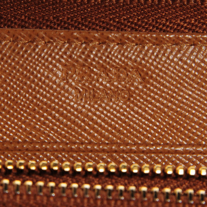 Prada Saffiano Metal Zip Around Wallet Caramel 6 of 8