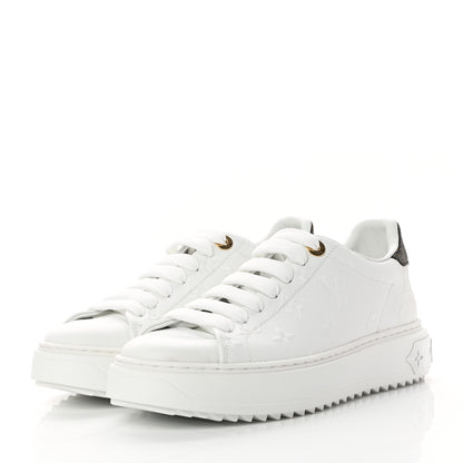 Louis Vuitton Lambskin Embossed Monogram Time Out Sneakers 37 White 2 of 10