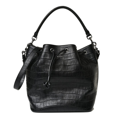 Saint Laurent Calfskin Crocodile Embossed Large Emmanuelle Bucket Bag Black 2 of 31
