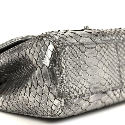 Chanel Metallic Snakeskin Medium Single Flap Silver 10 of 13