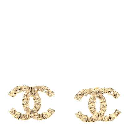 Chanel Metal Textured CC Earrings Gold 1 of 5
