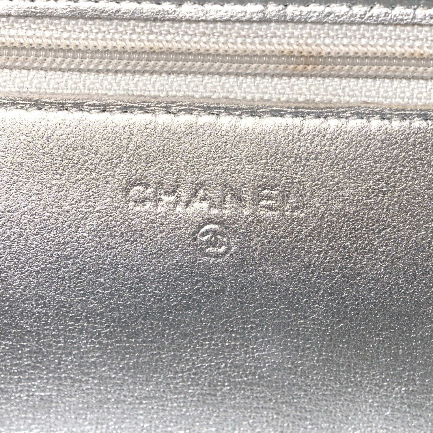 Chanel Metallic Lambskin Quilted Wallet On Chain WOC Silver 5 of 12