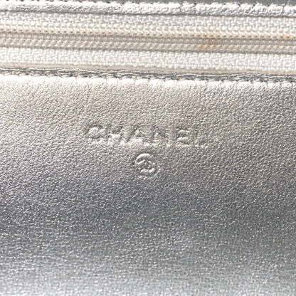 Chanel Metallic Lambskin Quilted Wallet On Chain WOC Silver 5 of 12