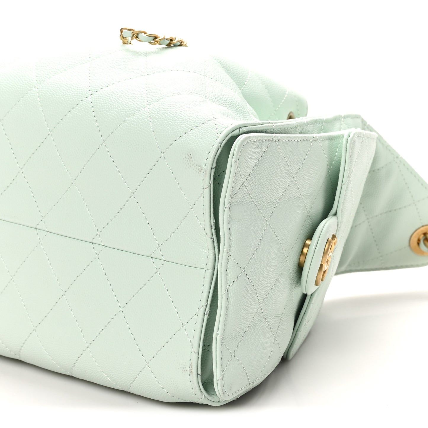 Caviar Quilted Small Chanel 25 Handbag Light Green