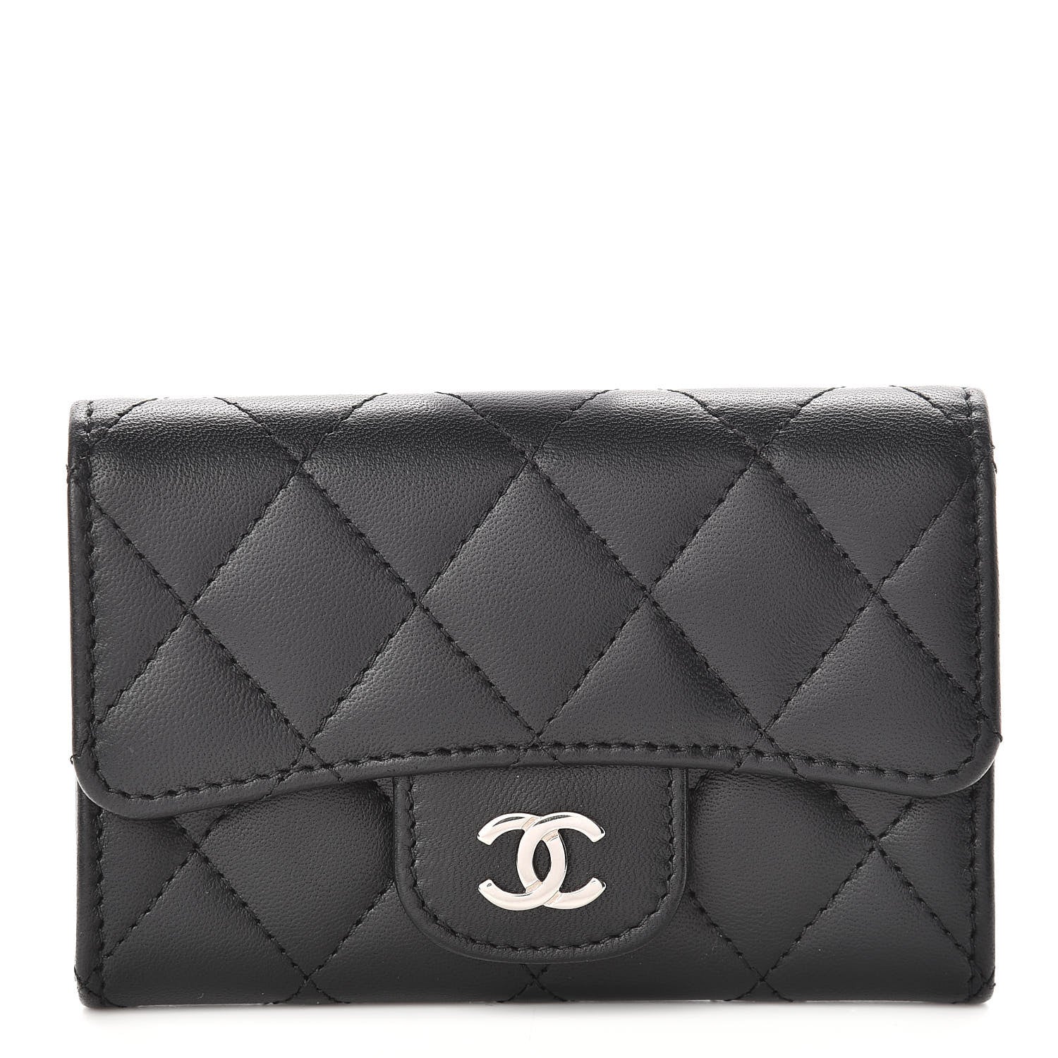 Chanel Lambskin Quilted Flap Card Holder Black 1 of 9