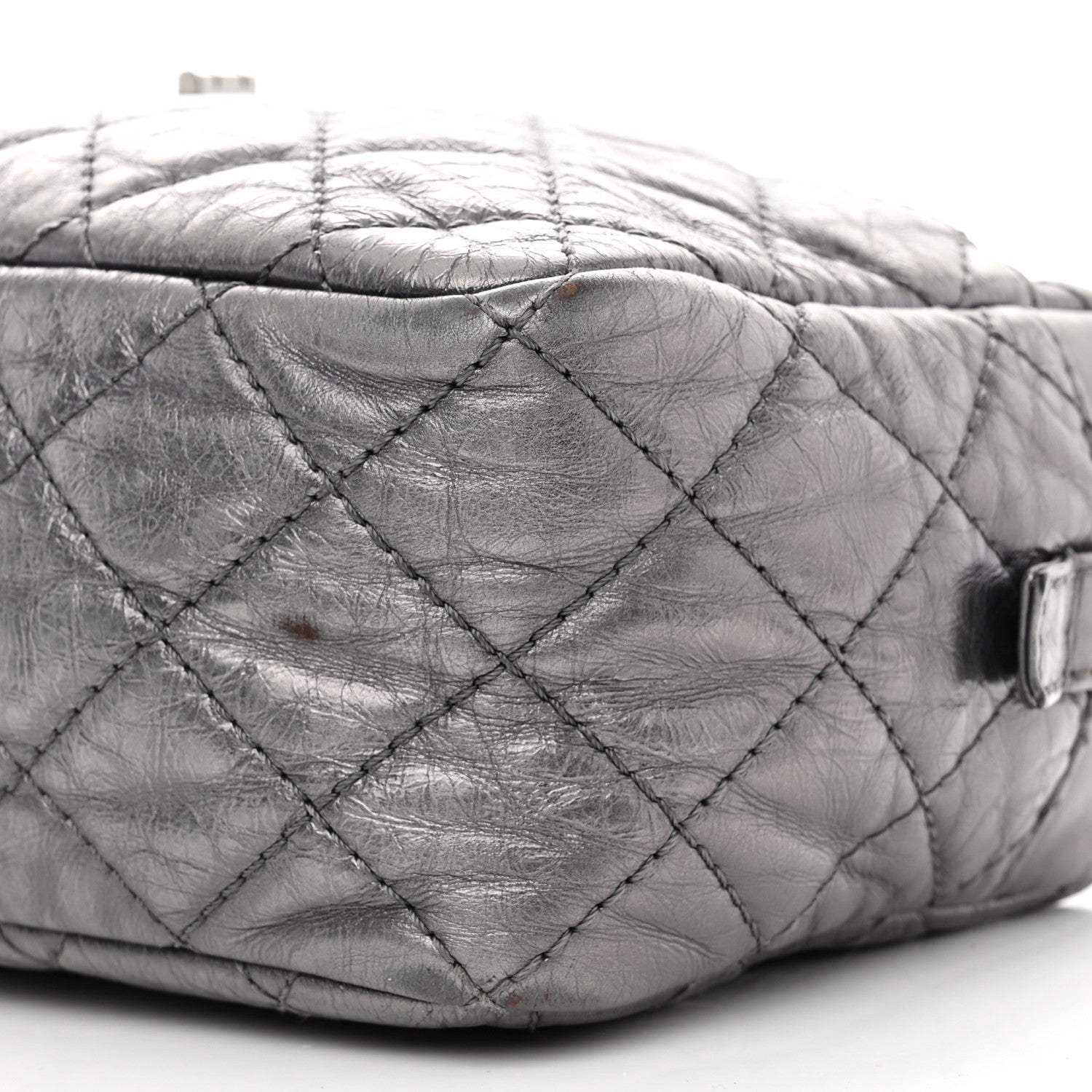 Chanel Metallic Aged Calfskin Quilted Medium Reissue Camera Case Dark Silver 10 of 12