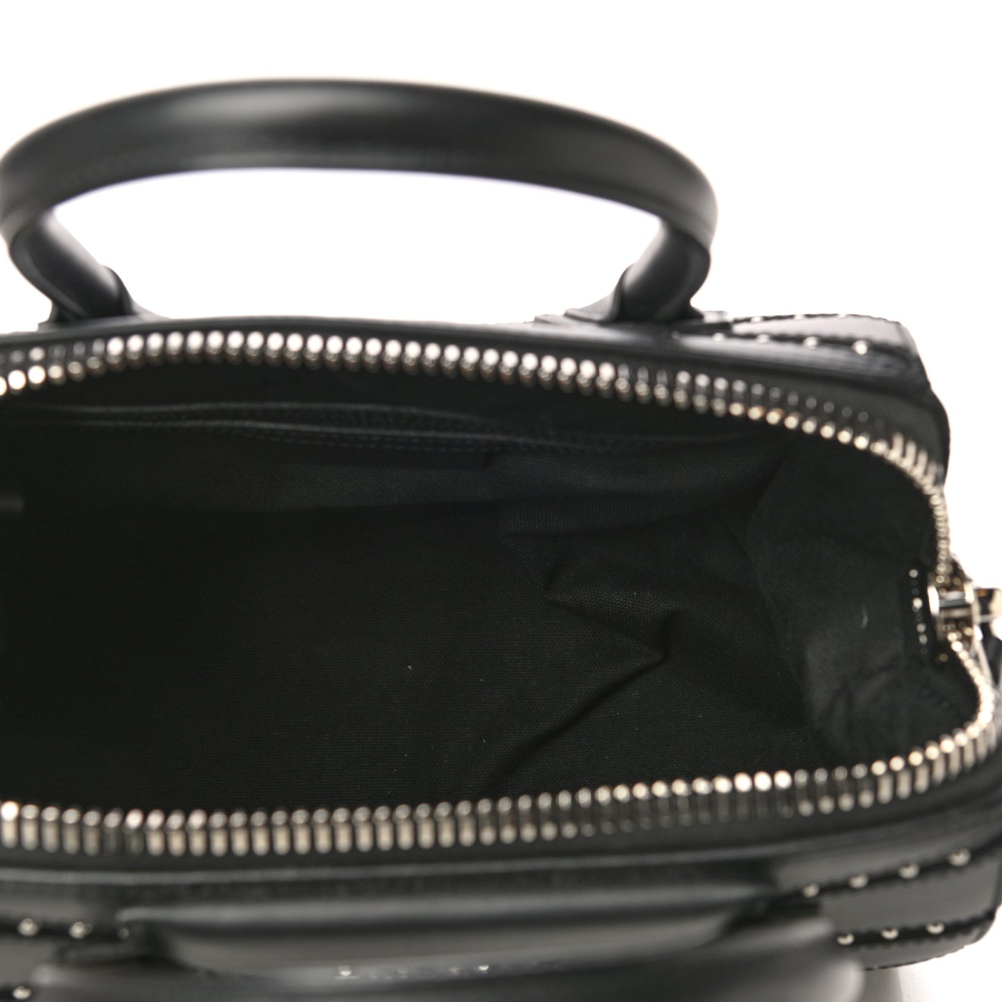 Calfskin Suede Small Studded Chevron Antigona Black