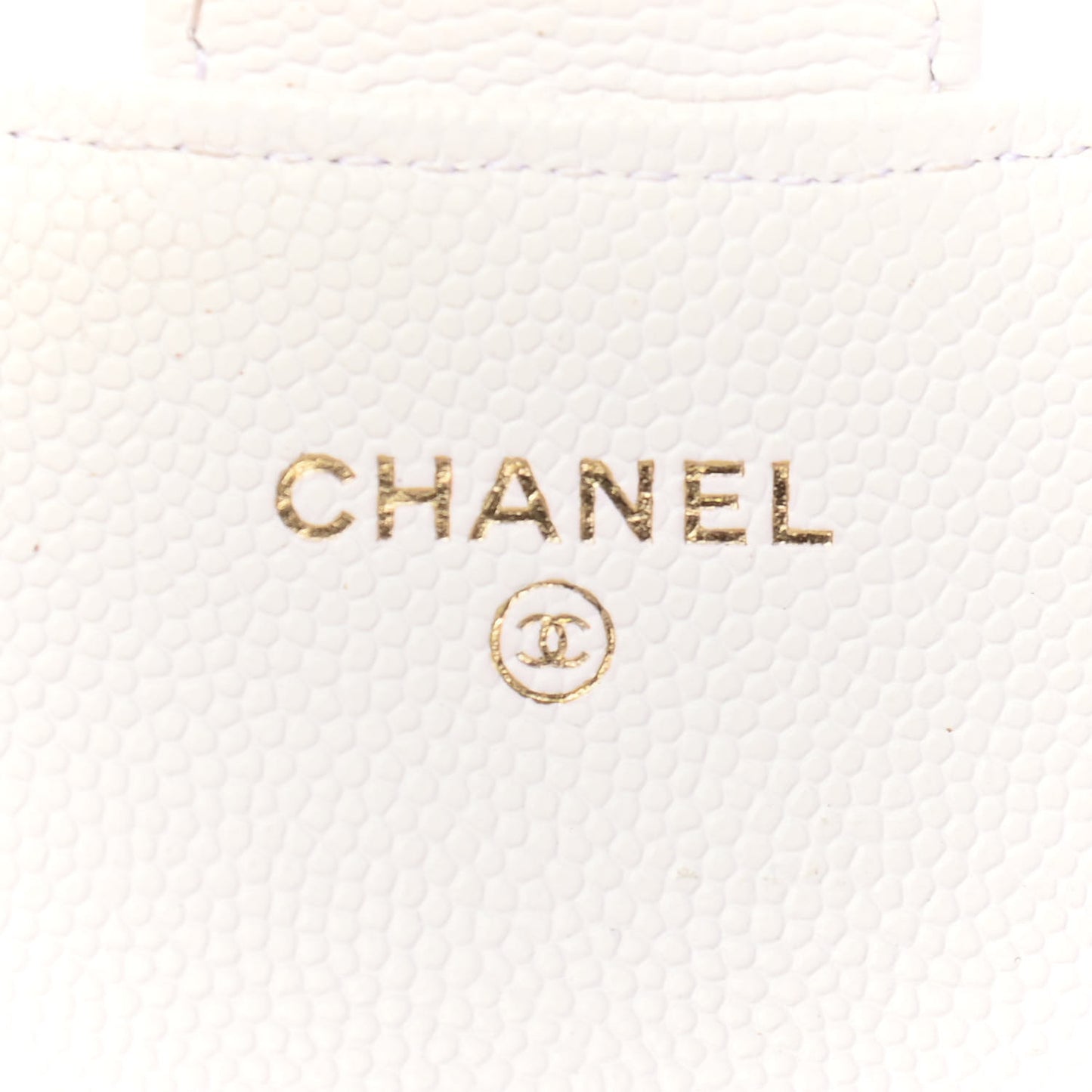 Caviar Quilted Flap Card Holder Wallet White