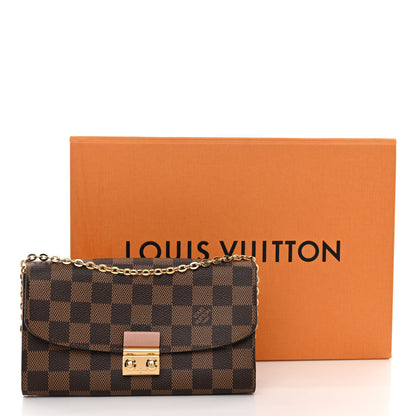 Louis Vuitton LOUIS VUITTON Damier Ebene Croisette Chain Wallet Rose Ballerine 11 of 11