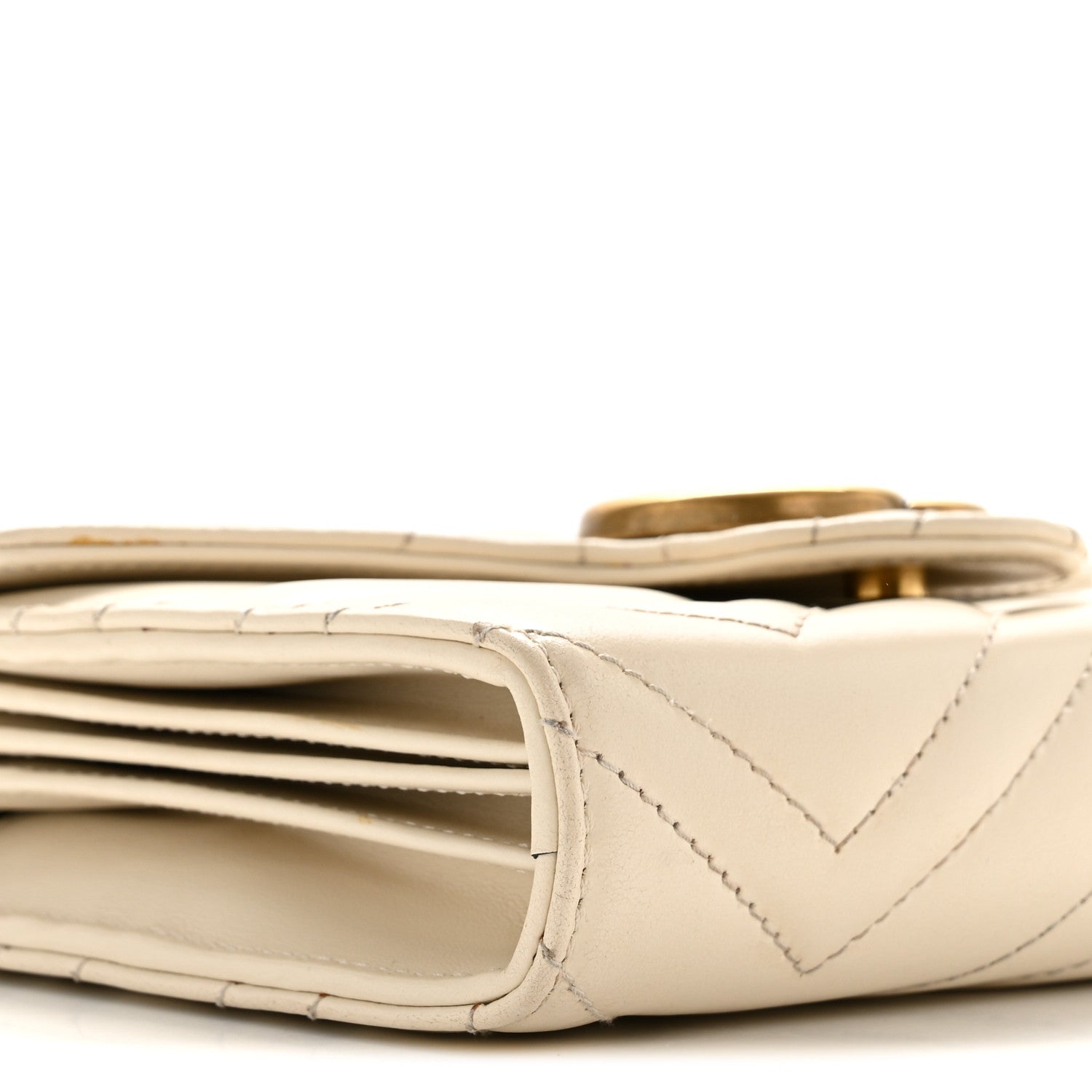 Gucci Calfskin Matelasse GG Marmont Chain Wallet Mystic White 9 of 16