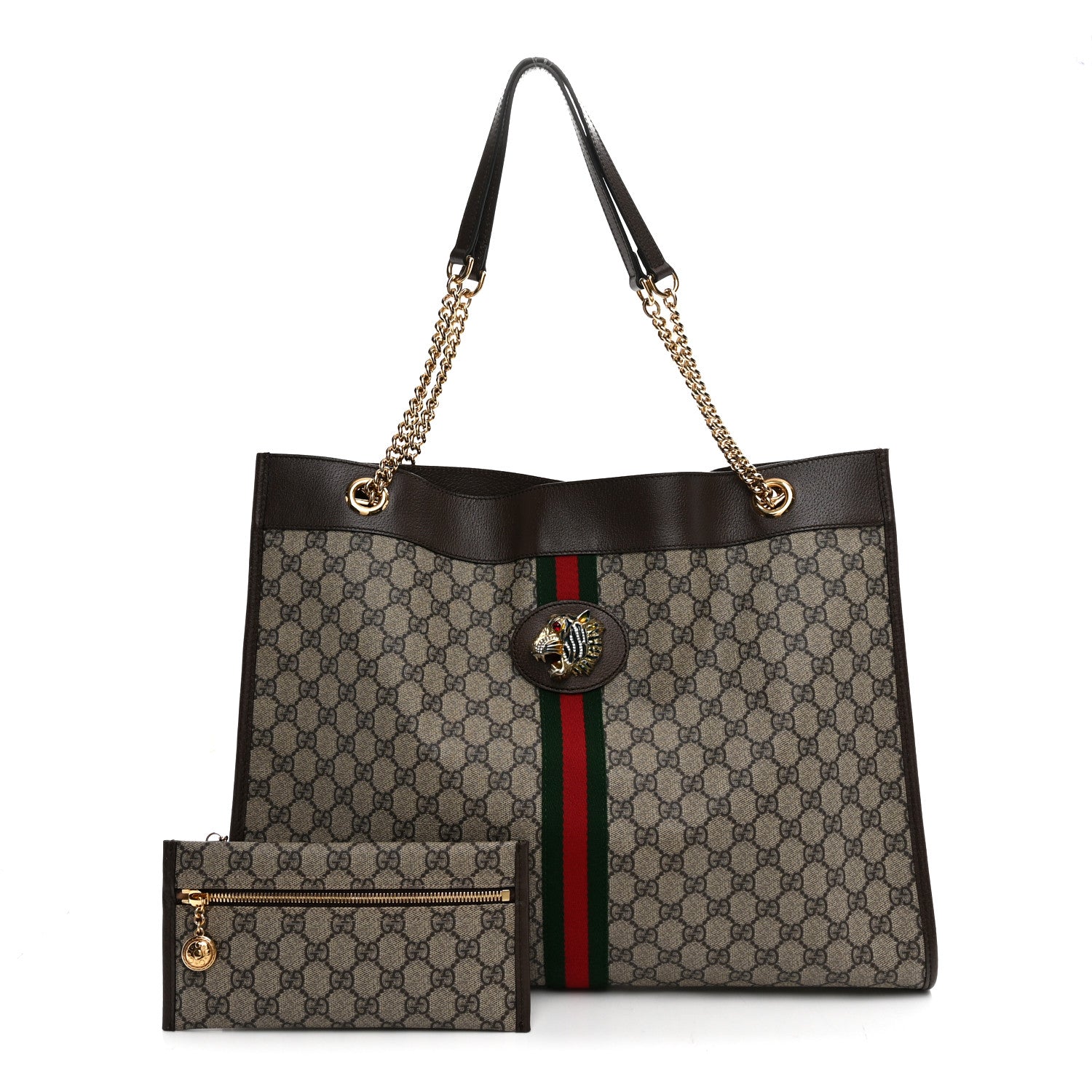 Gucci GG Supreme Monogram Large Rajah Chain Tote Beige New Acero 3 of 11