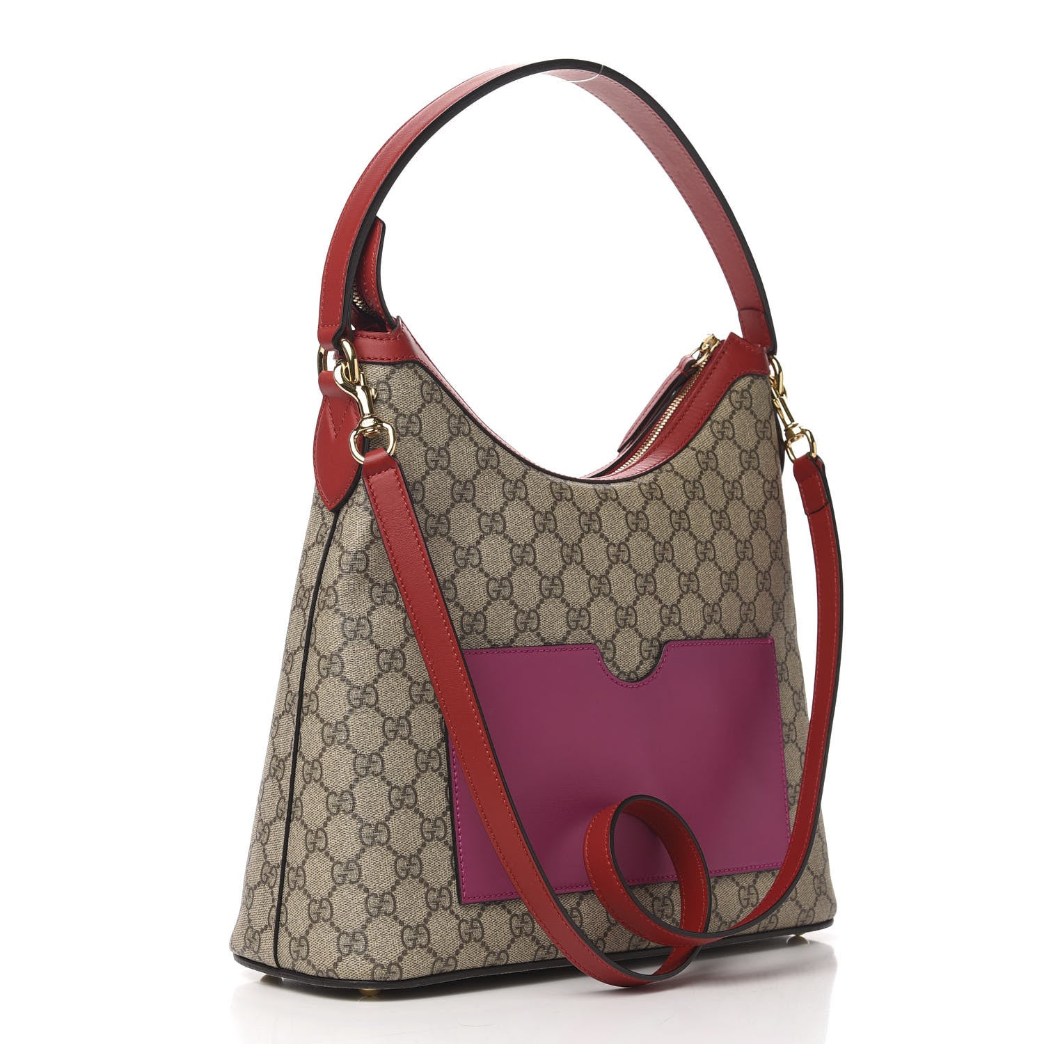 Gucci GG Supreme Monogram Linea A Hobo Red 3 of 11