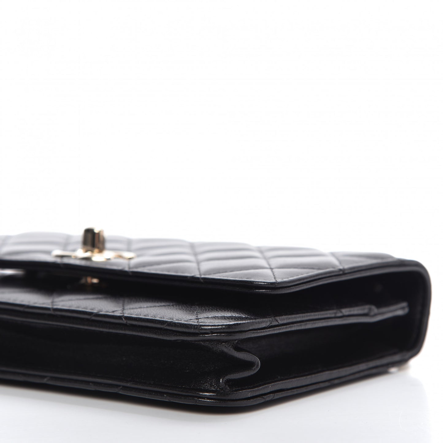 Lambskin Quilted Trendy CC Wallet On Chain WOC Black