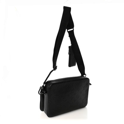 Louis Vuitton Calfskin Monogram Shadow Trio Messenger Black 5 of 19