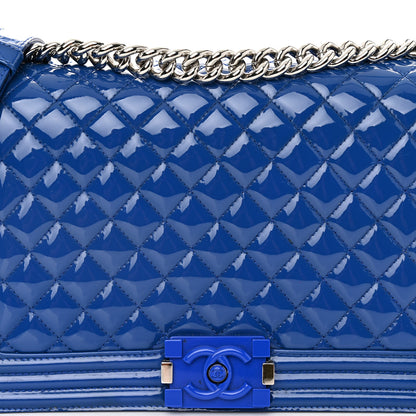 Chanel Patent Calfskin Quilted New Medium Plexiglass Boy Flap Blue 8 of 12