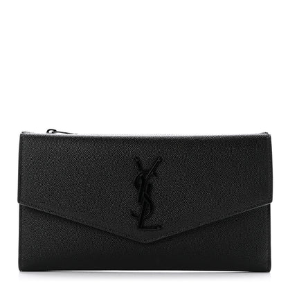 Saint Laurent Grain De Poudre Monogram Uptown Wallet Black 1 of 7
