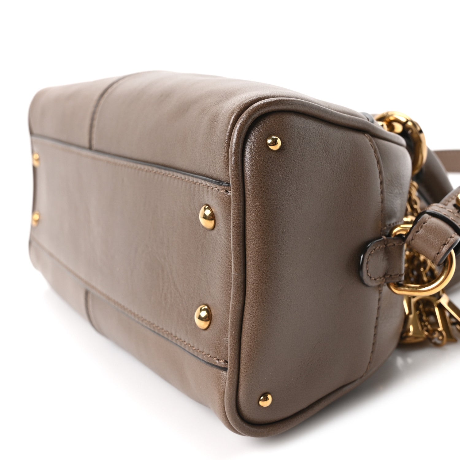 Chloe Calfskin Small Charms Bowling Bag Deep Taupe 10 of 11