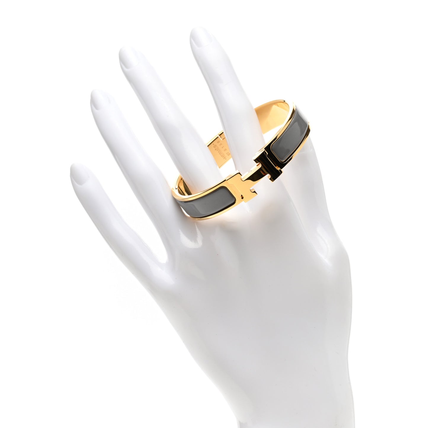 Enamel Narrow Clic Clac H Bracelet PM Marron Glace