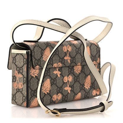 Gucci GG Supreme Monogram Berry Textured Dollar Calfskin Mini Padlock Top Handle Shoulder Bag Beige Ebony Light Copper Mystic White 3 of 12