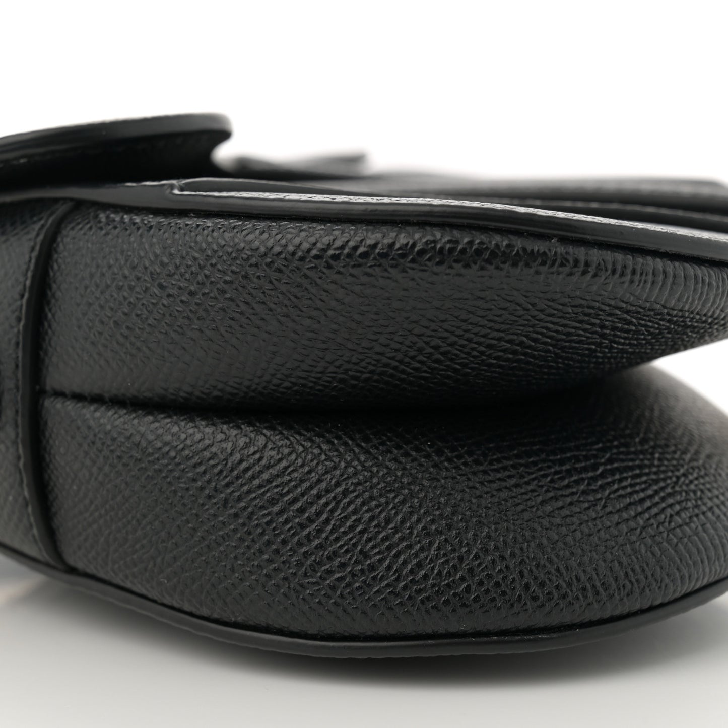 Grained Calfskin Mini Saddle Bag With Strap Black
