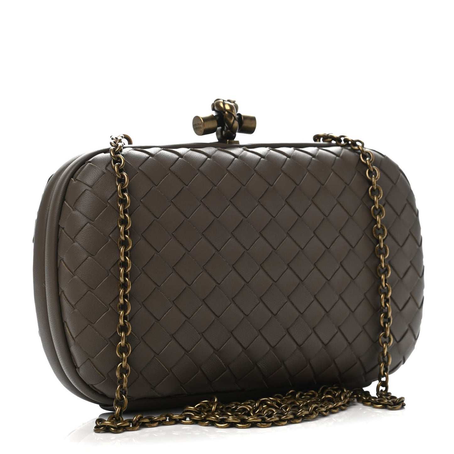 Nappa Intrecciato Chain Knot Clutch Steel