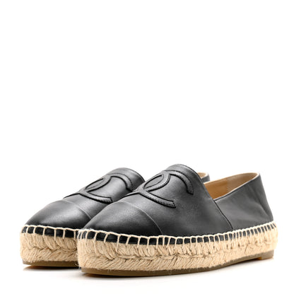 Chanel Lambskin CC Espadrilles 36 Black 3 of 9