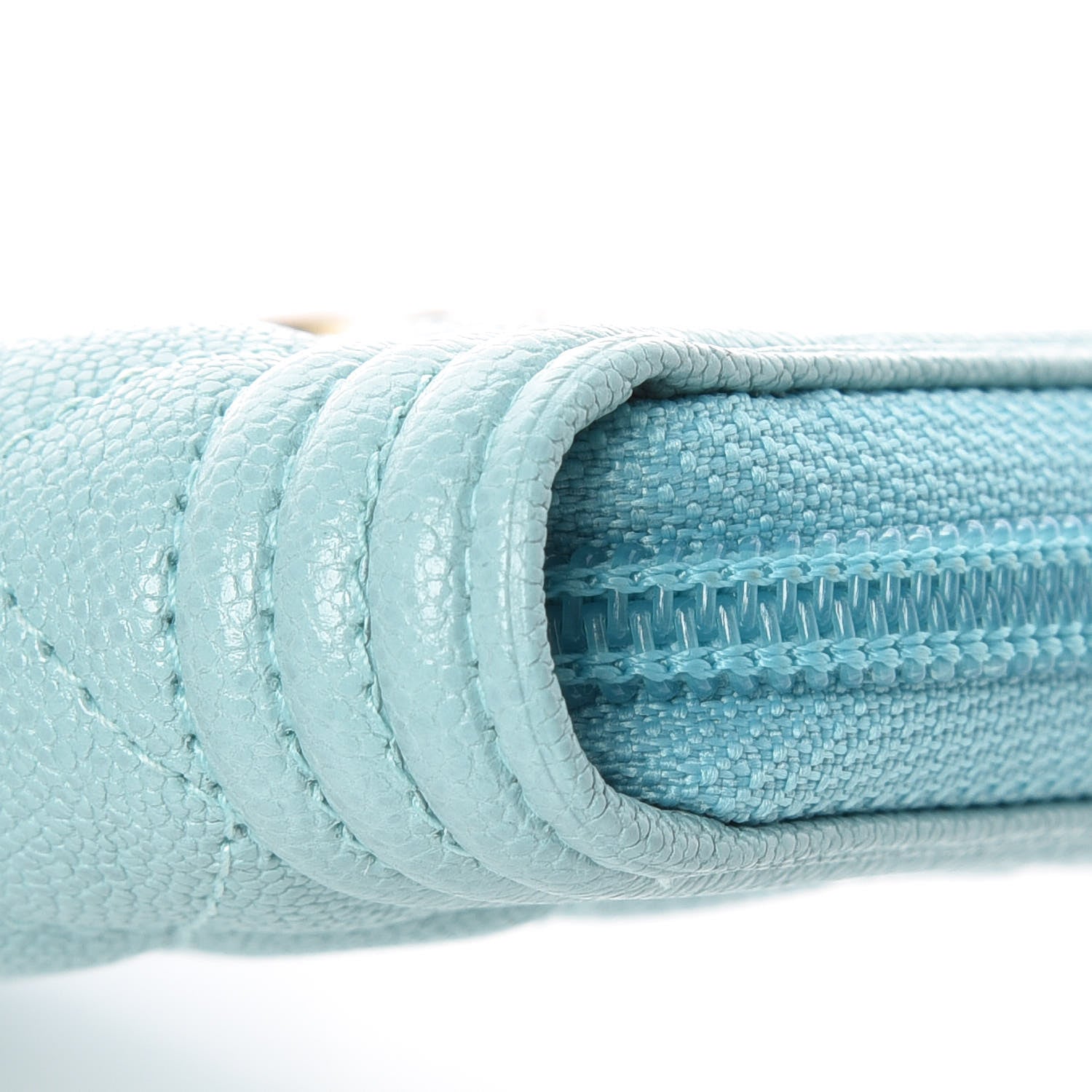 Chanel Caviar Quilted Boy Zip Around Card Holder Light Blue 9 of 11