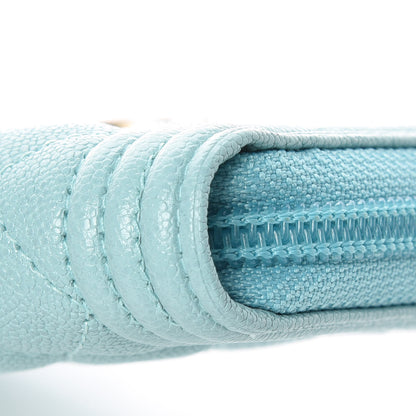 Chanel Caviar Quilted Boy Zip Around Card Holder Light Blue 9 of 11
