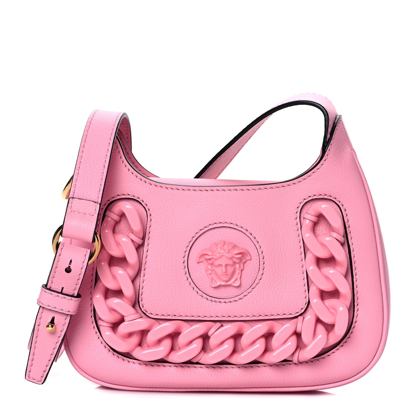Calfskin La Medusa Small Chain Hobo Bag Pink