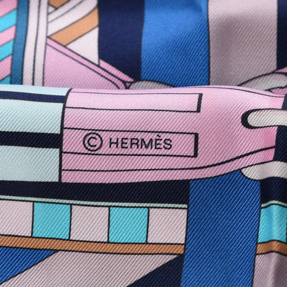 Hermes Silk Sangles en Zigzag Fleuries Maxi Twilly Marine Rose Turquoise 4 of 5
