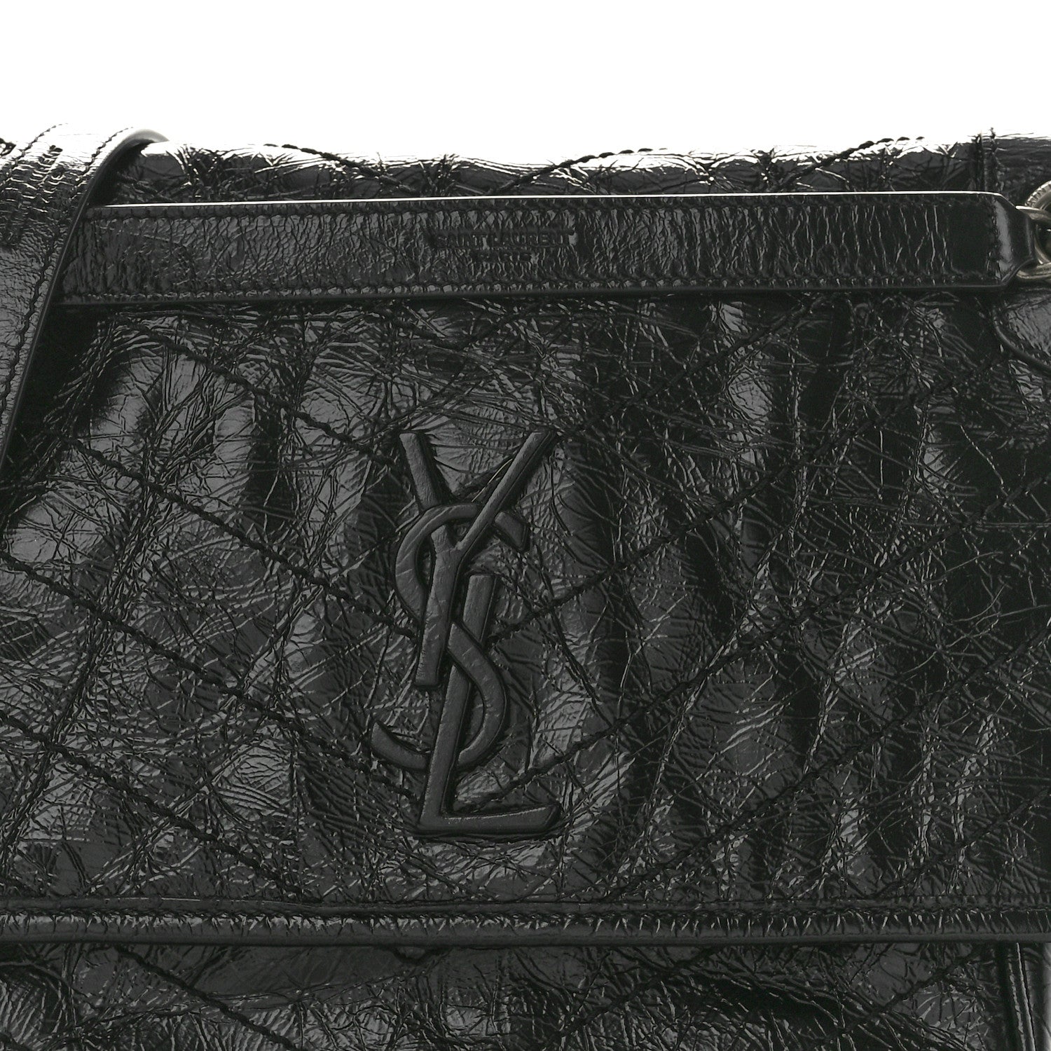 Saint Laurent Crinkled Calfskin Matelasse Monogram Medium Niki Chain Satchel Black 8 of 11