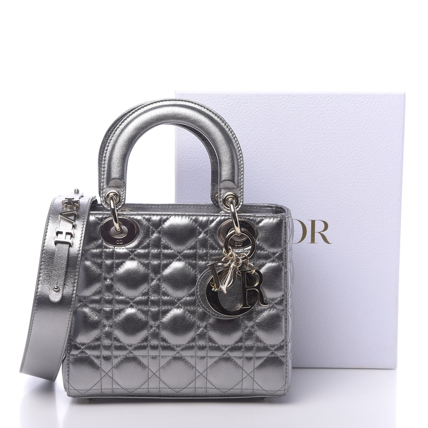 Christian Dior Metallic Calfskin Cannage My ABCDior Lady Dior Steel Grey 12 of 16