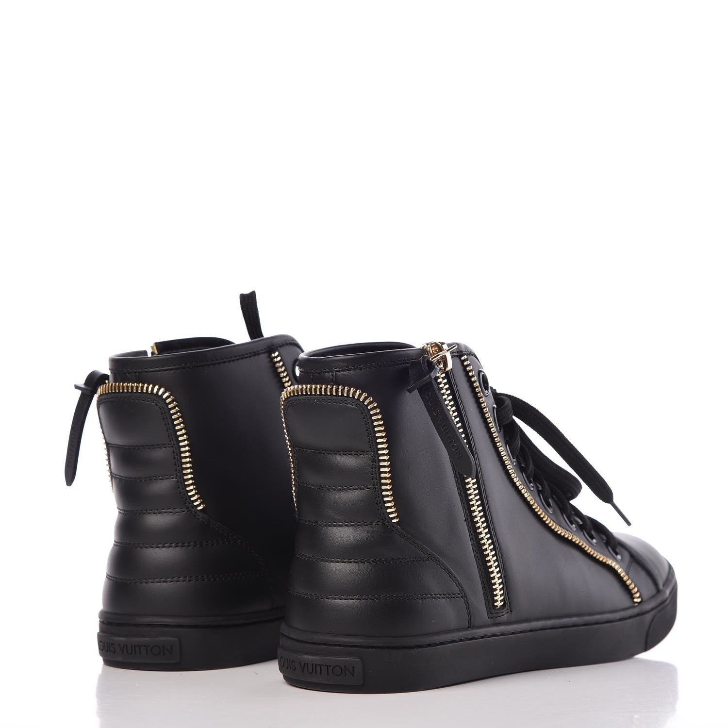Louis Vuitton Calfskin Punchy Zipper High Top Sneakers 35.5 Black 4 of 8